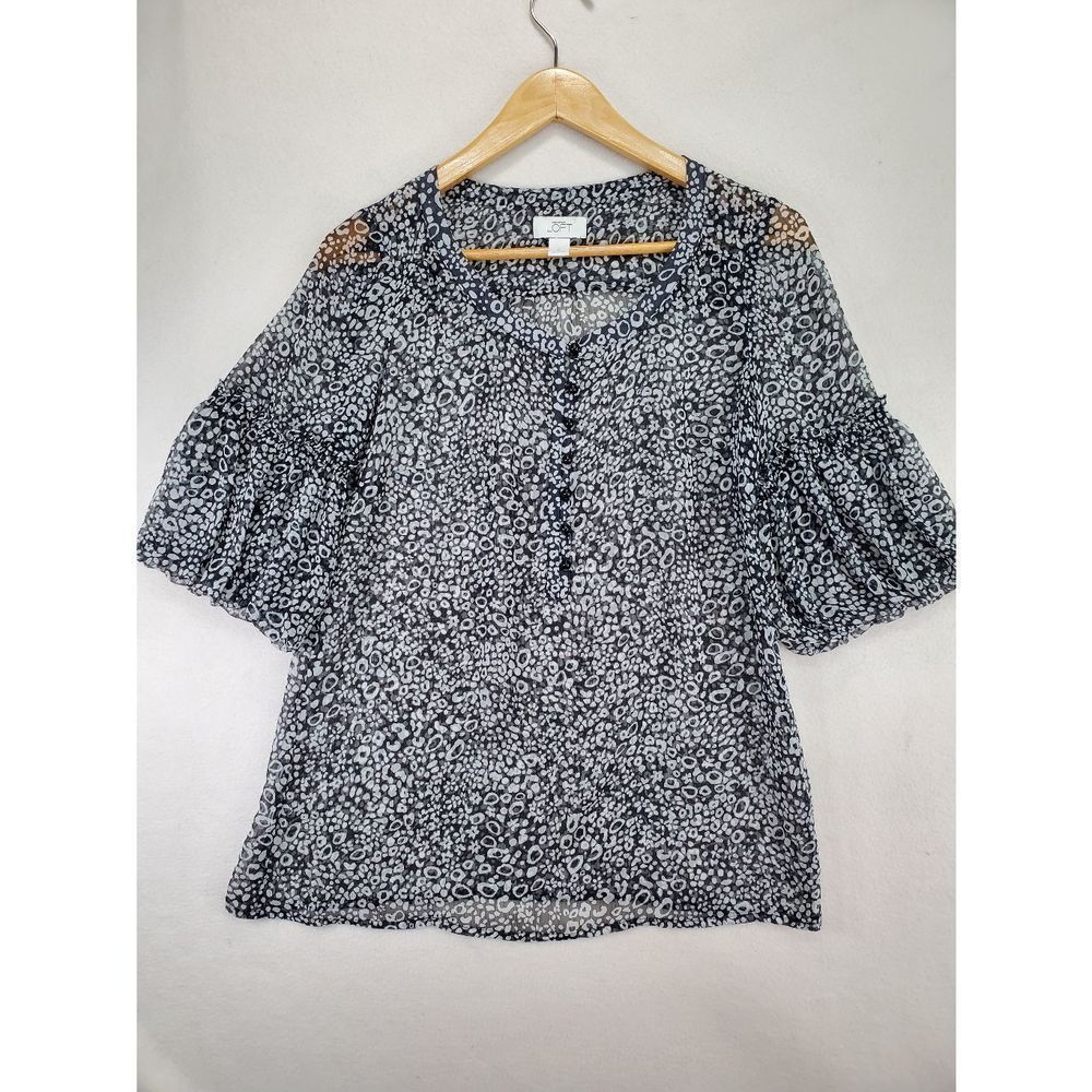 Ann Taylor Loft Women's 3/4 Sleeve Sheer Blouse Size Small